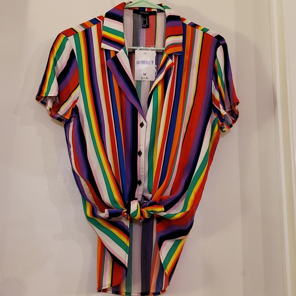 Colorful striped button down